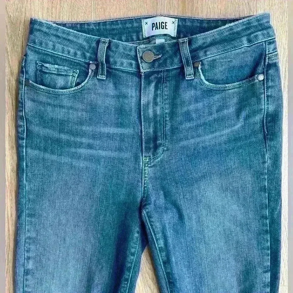 PAIGE Denim Jeans Hoxton Ankle Size 28 Medium Blue Frayed Hem Distressed - Picture 8 of 12